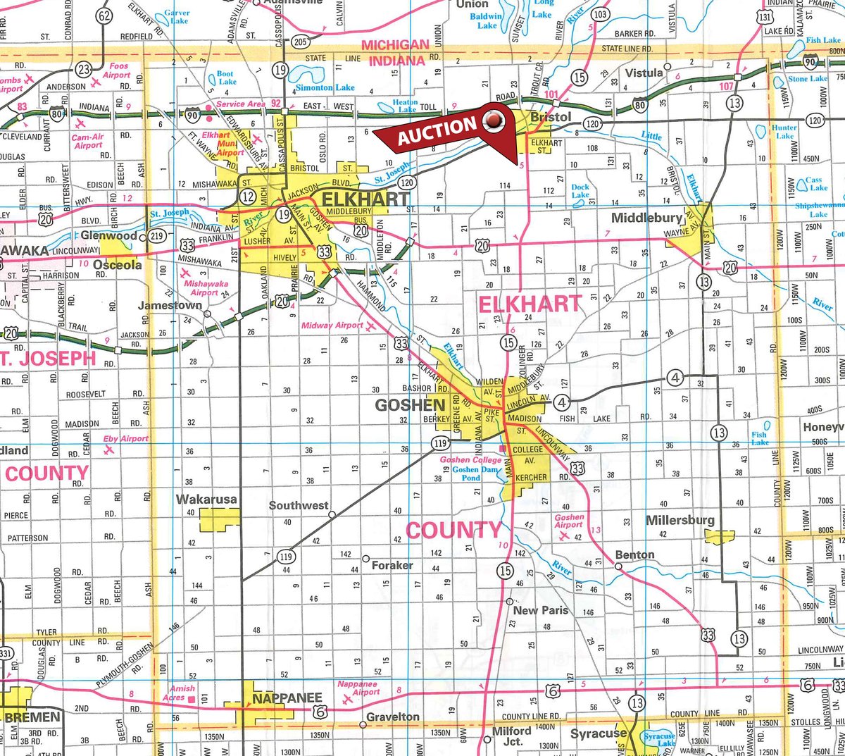 Area map - FARM EQUIPMENT AUCTION IN ELKHART COUNTY, INDIANA